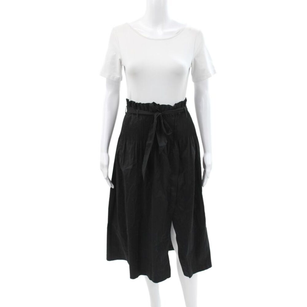 Cotelac Womens Pleated Midi Skirt Black Tie 63% Cotton Size 1